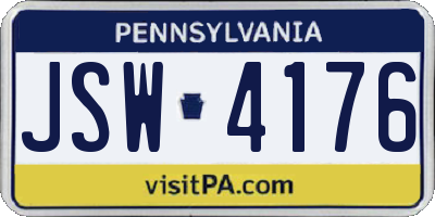 PA license plate JSW4176