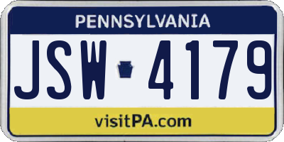 PA license plate JSW4179