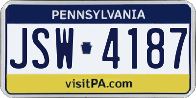 PA license plate JSW4187
