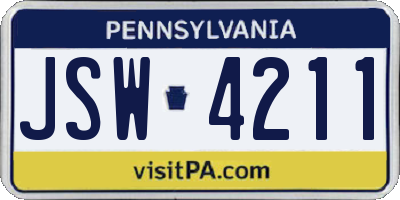 PA license plate JSW4211