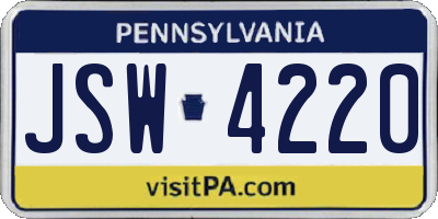 PA license plate JSW4220