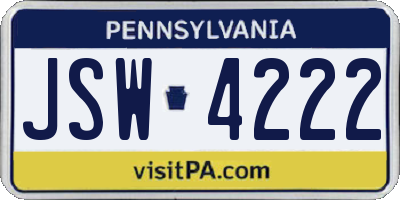 PA license plate JSW4222