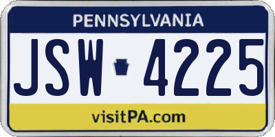 PA license plate JSW4225