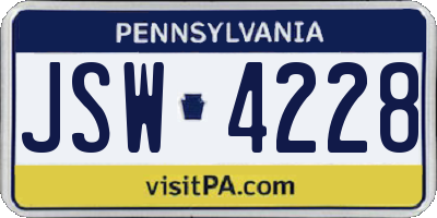 PA license plate JSW4228