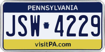 PA license plate JSW4229