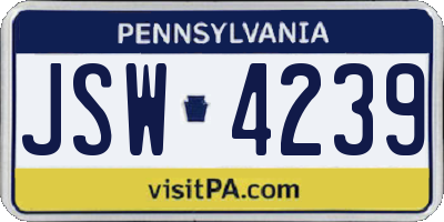 PA license plate JSW4239