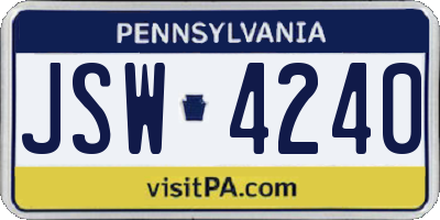 PA license plate JSW4240
