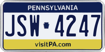PA license plate JSW4247