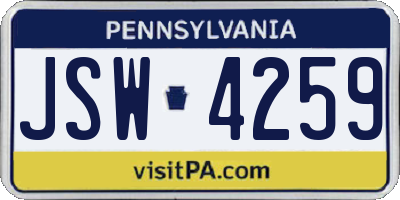 PA license plate JSW4259