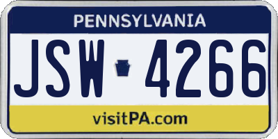 PA license plate JSW4266