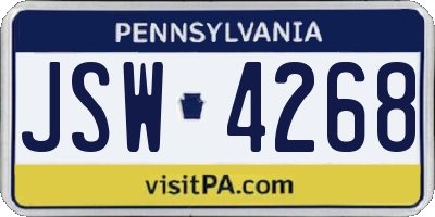 PA license plate JSW4268