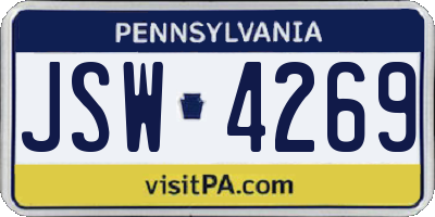 PA license plate JSW4269