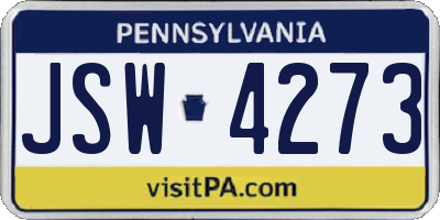 PA license plate JSW4273