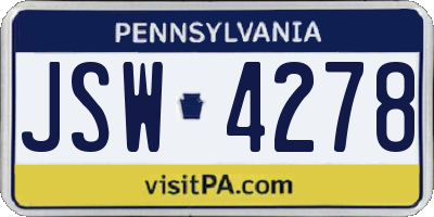 PA license plate JSW4278