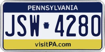 PA license plate JSW4280