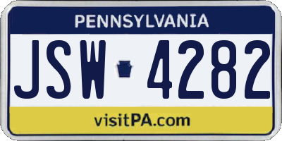 PA license plate JSW4282