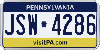 PA license plate JSW4286