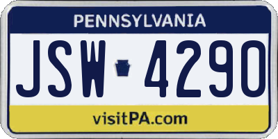 PA license plate JSW4290