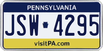 PA license plate JSW4295
