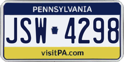 PA license plate JSW4298