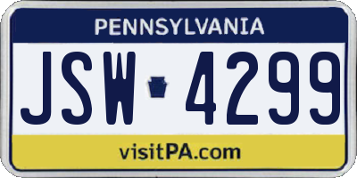 PA license plate JSW4299