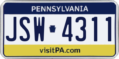PA license plate JSW4311
