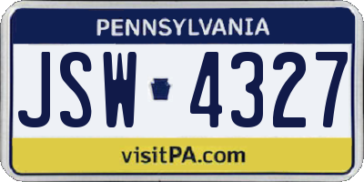 PA license plate JSW4327