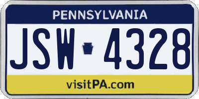PA license plate JSW4328