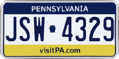 PA license plate JSW4329