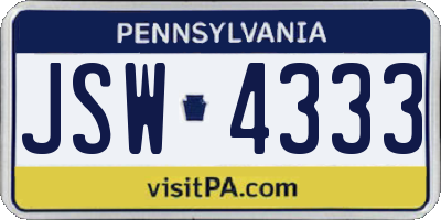 PA license plate JSW4333