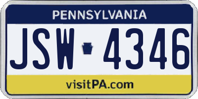 PA license plate JSW4346