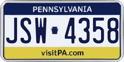PA license plate JSW4358