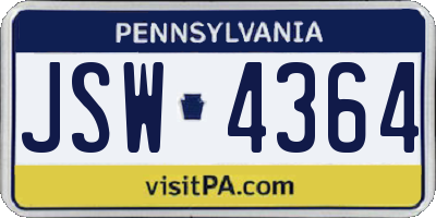 PA license plate JSW4364