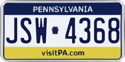 PA license plate JSW4368