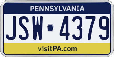 PA license plate JSW4379