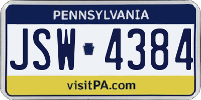 PA license plate JSW4384