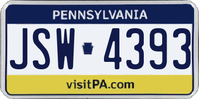 PA license plate JSW4393