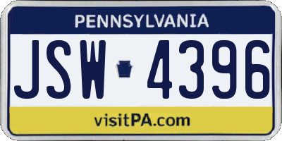 PA license plate JSW4396