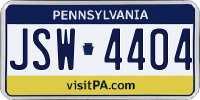 PA license plate JSW4404