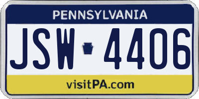 PA license plate JSW4406