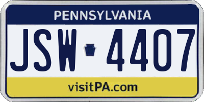 PA license plate JSW4407