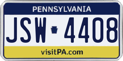 PA license plate JSW4408