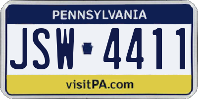 PA license plate JSW4411