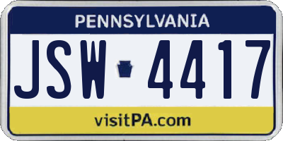 PA license plate JSW4417