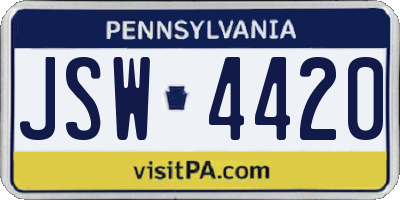 PA license plate JSW4420