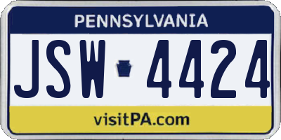 PA license plate JSW4424