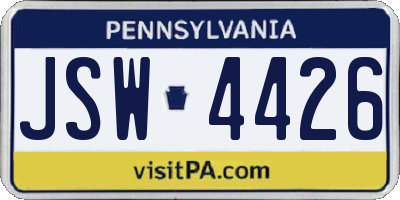 PA license plate JSW4426