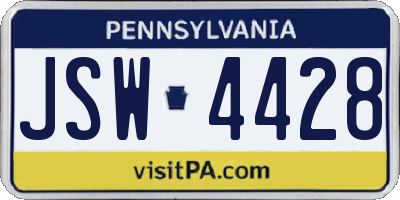 PA license plate JSW4428