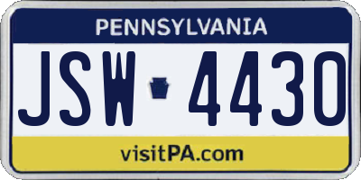 PA license plate JSW4430