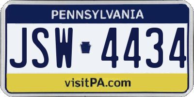 PA license plate JSW4434